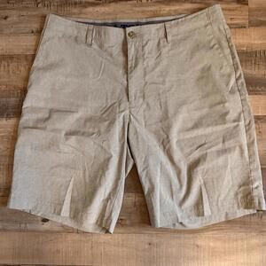 PGA TOUR Chino Golf Shorts Beige Size 38 Flat Front Stretch